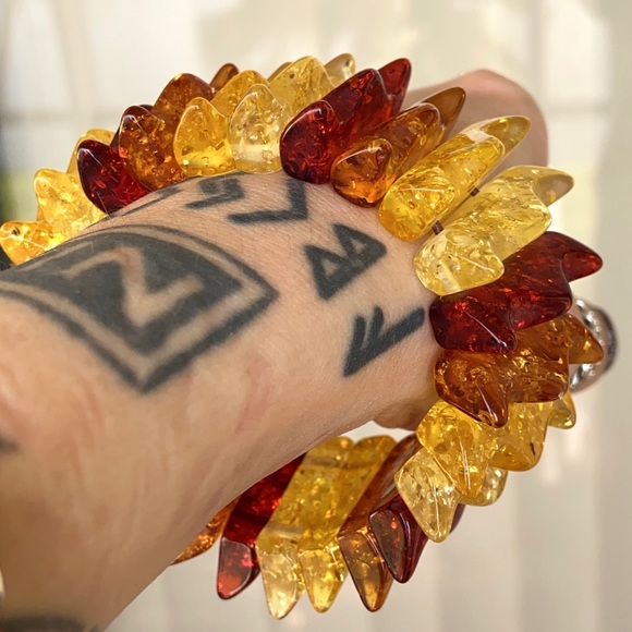 Genuine gradiant baltic amber thick boho bracelet - Picture 3 of 8